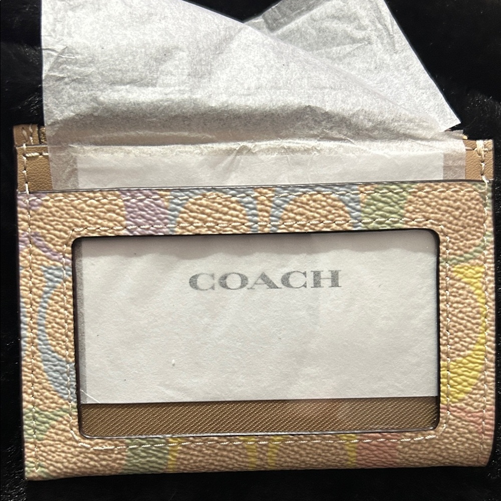 Coach Mini Skinny ID Case in Rainbow Pastels NEW IN PCKG - Picture 4 of 7